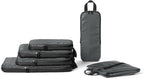 Amazon Essentials 6-Pack Ultralight Compression Packing Cubes, rPET Construction, Space-Saving Organizer with Zippers, Grey