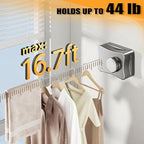 Retractable Clothesline Indoor Outdoor Clothes Line Kit, Heavy Duty Clothes Drying Laundry Line 16.7ft Wall Mounted Drying Rack Non-Sagging Air Dry Clothing Travel Clotheslines (Black)