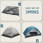 Backpacking Tent for Camping 2/3/4 Person Hiking Ultralight Tent for Waterproof Windproof Outdoor Tents Easy Setup Two Doors Double Layer Lightweight Instant Tents