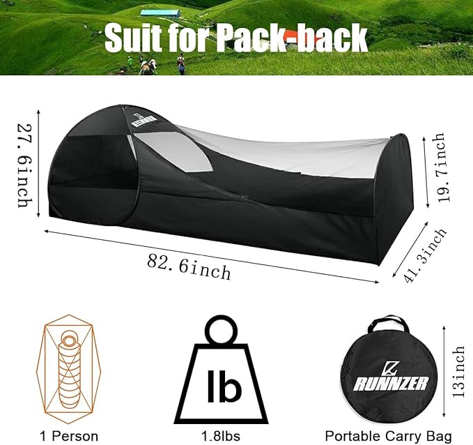 L RUNNZER Single Person Pop Up Tent, 1 Person Mosquito Net Tent