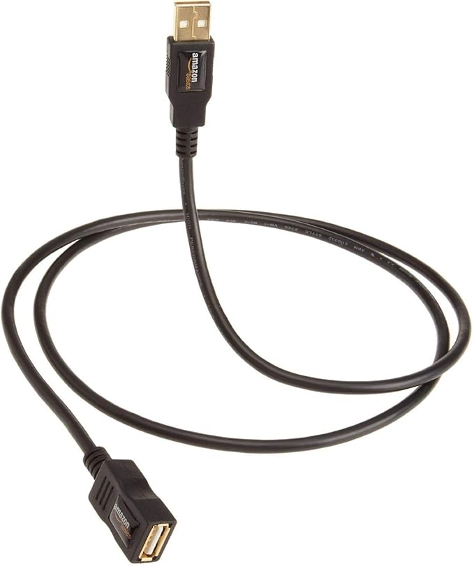 Amazon Basics USB-A 2.0 Extension Cable, Male to Female, 480Mbps Transfer Speed, USB Extender, Extra Long 9.8 Foot, Black