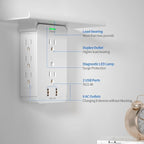Socket Wall Shelf-CFMASTER 10 Port Surge Protector Wall Outlet, 8 Electrical Outlet Extenders and 2 USB Ports 2.4A, with Removable Built-In Shelf, FCC Listed (1, White)