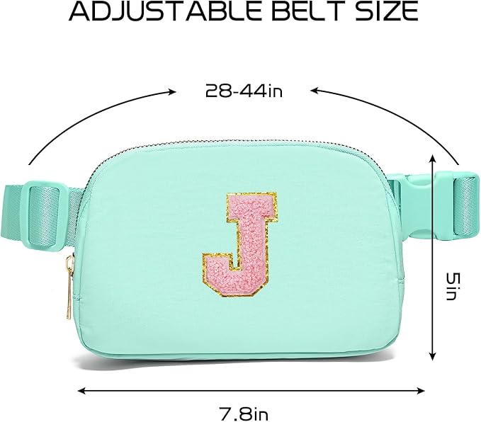 Gitus Belt Bag Fanny Pack Crossbody Bags with Initial Letter Patch Cute Stuff Birthday Gifts for Teenager Girls Trendy Preppy Stuff for Teen Girls Cool Stuff for Teens (Mint Green-J)