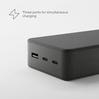 Clemm Portable Charger Quick Charging Power Bank (Graphite, 30000, Milliamp Hours)