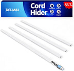Delamu 56.7in Cord Hider, Cord Covers for Mini Wire on Wall, Paintable Cable Hider Wire Covers for Cords, Self-Adhesive Cable Cover Management, Easy Set-up Wires Hiders for TV, W0.55 H0.4in, White