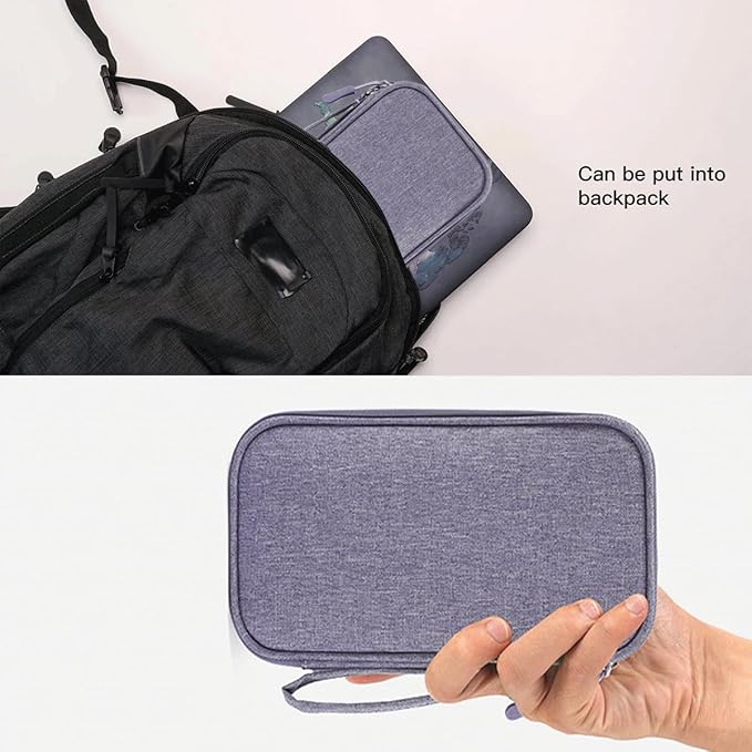 CAAORDKSO Electronics Organizer Travel Bag, Small Cable Organizer Case Waterproof Accessories Pouch, Travel Electronic Carrying Case for Cable, Cord, Charger, Phone, Power Bank, Earphone (Purple)