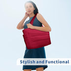 TOPDesign Puffer Tote Bag for Women, Lightweight Puffy Handbag with Compartments, Quilted Shoulder Bag for Work, Travel, Gym