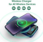 Wireless Portable Charger 30,800mAh,15W Wireless Charging USB C Power Bank,25W PD QC 4.0 Fast Charging 4 Outputs Travel Essentials Battery Pack Compatible with iPhone 17/16/15/14,Galaxy,Android-Blue