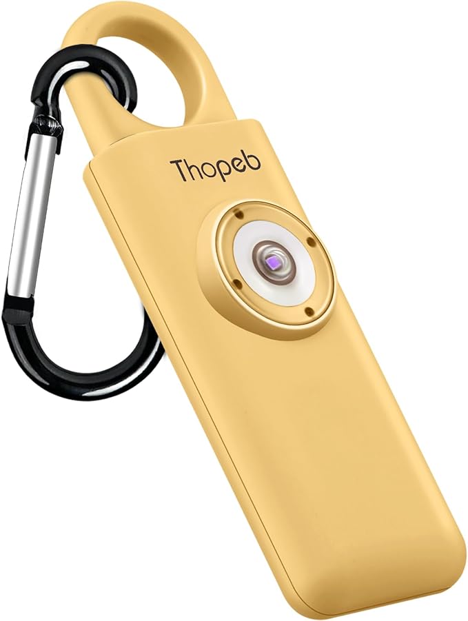 Thopeb–The Original Personal Safety Alarm for Women Self Defense – Elders & Kids Self Defense Keychain Siren – 135dB Loud Siren Bird Sound – Cute Key Chains Protection (Metallic Gold)