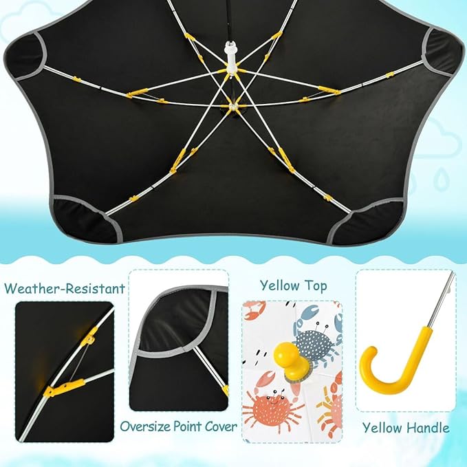 ALAZA Kids Umbrella Stick Umbrellas Cute Umbrella for Boys Girls Toddler UV/Sun Rain Windproof