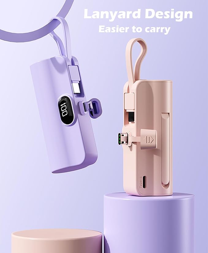 Mini power bank 5500mAh Portable Power Bank,Dual USB-C Ports Cell Phone Power Charger, LCD LED Display Battery Compatible with iPhone17/16/15 plus/15 pro/15 pro Max/Android Phone/Samsung/Moto/LG etc…