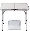 Folding Camp Table Small, 24''L x16''W with Adjustable Height Legs, Indoor Outdoor Lightweight Portable Aluminum Dining Table for Picnic Camping 2-Feet（2 Heights 10"/19"）