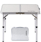 Folding Camp Table Small, 24''L x16''W with Adjustable Height Legs, Indoor Outdoor Lightweight Portable Aluminum Dining Table for Picnic Camping 2-Feet（2 Heights 10"/19"）