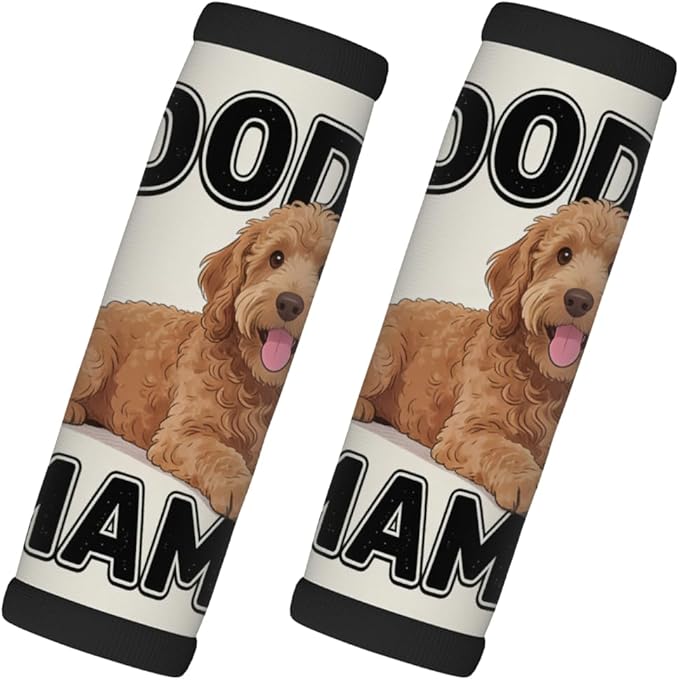 2 Pack Luggage Handle Wrap with Travel Tags - Non-Slip Protective Cover Soft Handle Grips Covers for Suitcase(Doodle Dogs)