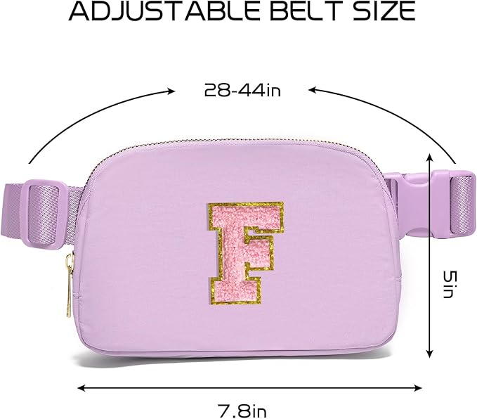Gitus Initial Belt Bag Fanny Pack Crossbody Bag for Girls Birthday Gifts Age 8-10 Teen Girl Gifts Trend Stuff Personalized Letter Gifts for Daughter Sister (Lavender-F)