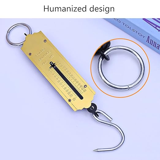 Yellow Fishing Scale with Hook Portable Mechanical Luggage Scale Weight Scale Auto-Off Function for Household, Shops, Luggage, Travel, Fishing, Outdoors