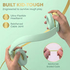 ADOOPE Wired Kids Headphones with USB C Plug, 85dB Safe Volume, Adjustable Headband, Tangle-Free Cord Headphones for School, Tablet, Travel (Mint Green & Cream Yellow, Without Microphone)