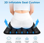 Seat Cushion, Office Chair Cushion with Storage Bag, Travel Seat Cushion for Airplane, Press Type Air Inflatable Airplane Seat Cushions for Plane, Car, Office (Single-Sided Black, Square)