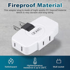 SYCON 3 Way Wall Outlet Extender AC Adapter, 2-Prong Swivel Mini Indoor Wall Tap Power Outlet Extender Plug, White