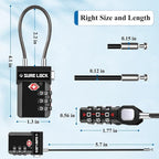 SURE LOCK TSA Approved Luggage Locks with Open Alert & Easy-Read Dials, Re-settable 3-Digit Combination, Zinc Alloy Body for Suitcase, Backpack, Gym Lockers(Black 1 Pack)