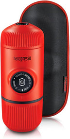 WACACO Nanopresso Portable Espresso Maker Bundled with Protective Case, Upgrade Version of Minipresso, Mini Travel Coffee Machine, Perfect for Camping, Travel and Office (New Elements Lava Red)