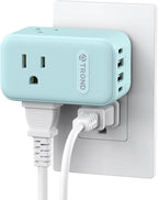 TROND Outlet Extender with USB, Multi Plug Wall Outlet with 3 AC Chargers, 360 Rotating Plug Adapter with PD 20W USB C Port, Cute Colorful Power Extension for Home Decoration, Travel Essentials