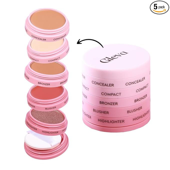 5 In 1 Makeup stack With Concealer, Bronzer, Blusher, Compact & Highlighter Smooth & Blendable Formula - Travel Friendly, Quick & Easy to Use (Fair)