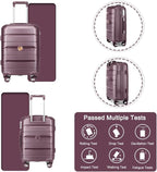 Somago Luggage Sets and Packing Cube Travel Set Lightweight Hardside Polypropylene Suitcases with Double Spinner Wheels and TSA Lock,Elegant Purple
