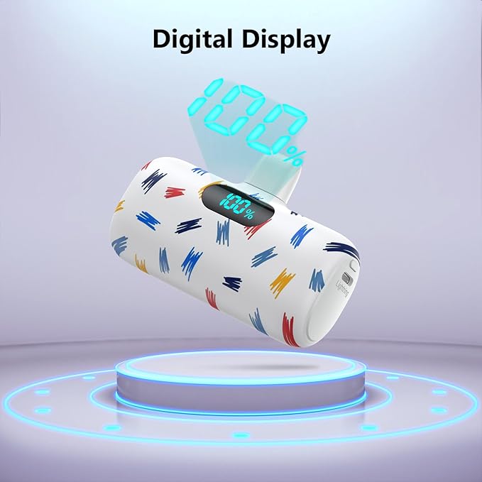 Mini Portable Charger for iPhone,5000mAh PD Fast Charging Battery Pack,LCD Display Cute Power Bank Portable Phone Charger for iPhone 14/14 Pro Max/13/13 Pro/12 Pro/11/XS/XR/X/8/7/6