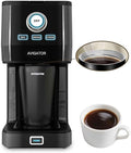 Single Serve Coffee Maker with 11oz. Travel Coffee Mug Stainless Steel, Brew Strenth Adjustable, Permanent Filter, Black