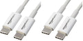Amazon Basics USB-C to USB-C Cable, 6 Foot | 480Mbps Speed | USB-IF Certified | White | Pack of 2