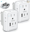 2 Pack South Africa Plug Adapter, VINTAR Foldable Type M Power Adaptor with 4 AC Outlets 3 USB Ports(2 USB C), Travel Essentials for US to Bhutan Namibia Nepal Malaysi