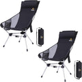 Nice C Ultralight High Back Folding Camping Chair, Collapsible Backpacking Chair, Compact & Heavy Duty Outdoor, Travel, Picnic, Festival with 2 Side Pockets, Pillow &Carry Bag (Set of 2 Black)