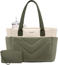 LOVEVOOK Tote Bag for Women, Puffer Work Travel Handbag with Zipper for Teacher Nurse, Quilted Cute Laptop Shoulder Gym Bag