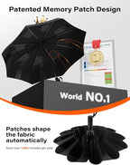 TAZENI Auto-Tidy Travel Umbrella for Rain Auto Open/Close Compact Small Windproof Umbrella Strong & Light Sun Rain Umbrellas Large Long-lasting Easy Use Travel Essential for 2 Men Women Gift Black