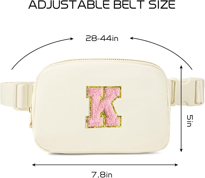 Gitus Personalized Gifts Birthday Gifts for Girls Fanny Pack Cross Body Bags with Initial Letter Preppy Stuff Gifts for Her Girlfriend Wife Sister Friends Mom (Ivory-K)