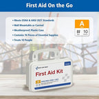 First Aid Only 91322 ANSI A 2021 and OSHA Compliant First Aid Kit, 10-Person Emergency First Aid Kit for Business, Home, Car, and Worksites, 76 Pieces