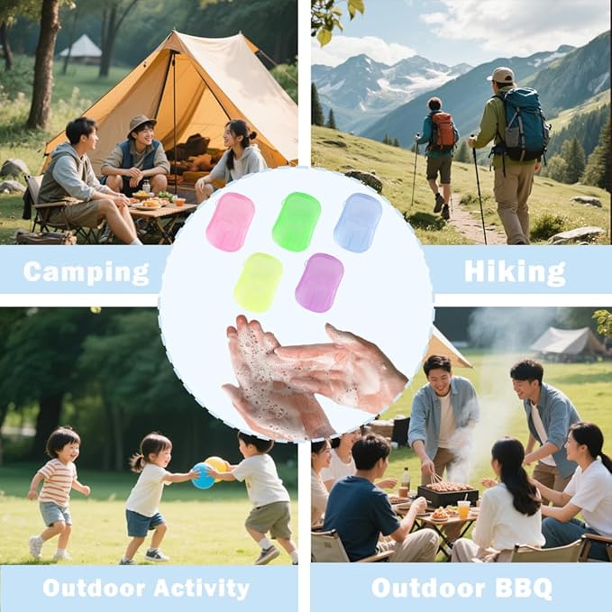 15 Pack Soap Sheets for Traveling, 300 Sheet Portable Soap Paper Disposable Hand Cleaner, Mini Scented Bath Slice Foaming Travel for Camping Outdoor Hiking Kids