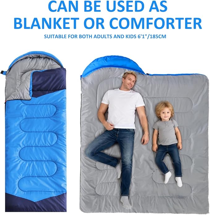 oaskys Camping Sleeping Bag - 3 Season Warm & Cool Weather - Summer Spring Fall Lightweight Waterproof for Adults Kids - Camping Gear Equipment, Traveling, and Outdoors