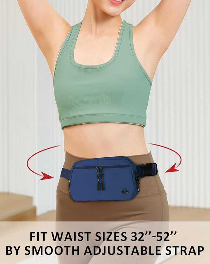 Fanny Pack Crossbody bags for Women Men, 2L Everywhere Belt Bag, Fashion Waist Packs, 5-Zipper Pockets Waist Bag with Adjustable Strap