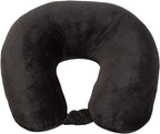 Wolf Essentials Adult Cozy Soft Microfiber Neck Pillow for Travel – Compact, Machine Washable - Perfect for Airplane, Car, or Home Use - Filled and Finished in The USA – Black