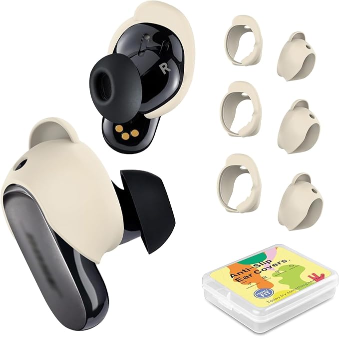 [3 Pairs] Ear Tips Cover for Bose QuietComfort Earbuds II (2022) &Bose QuietComfort Ultra Earbuds (2023), Silicone Sport Ear Hook Cover, Anti-Slip Replacement Eartip Accessories (S,M,L) (White)