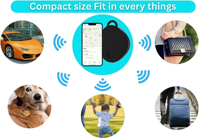 Unlimited Range GPS Tracking Device Item Locator for Car, Purse, Pet, Key Work with Apple Findmy No 3rd App Needed (Black)