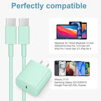 iPhone 17 16 15 Charger Fast Charging 3 Pack USB C Charger Block Type C Chargers 6FT Cord Wall Chargers Compatible with iPhone Air/17/17 Plus/17 Pro/17 Pro Max/16/16 Plus/16 Pro/16 Pro (Green)