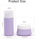 2 oz Travel Bottle Silicone Small Liquid Travel Containers 2 Pack Leak Proof TSA Approved Bottles On The Go Size Traveling Kit for Toiletries Shampoo Body Wash Skincare Lotion Women - Leather Purple
