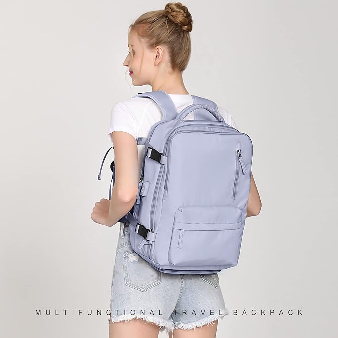 Carry on Travel Laptop Backpack Personal Item Size for Women Men Flight Approved,Backpack for Women Travel Bag Hiking Outdoor Sports Rucksack Casual Daypack, Taro Purple