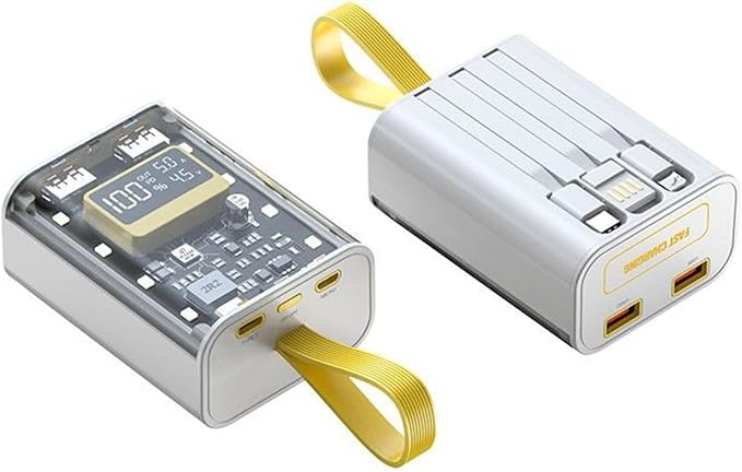 Dual USB Charging Power Bank Case, PD22.5W Quick Charging Power Bank DIY Case Shell for 3x18650 Lithium Battery White US