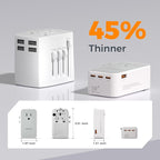 TESSAN Universal Travel Adapter 70W, Ultra Thin International Power Adapter with 4 USB Ports (3 USB C), Worldwide Plug Adaptor for US to European UK Australia Spain France Ireland (Type C G A I)