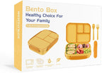 Amathley Lunch Box Kids,Bento Box Adult,Leakproof Lunch Containers for Adults/Kids/Toddler,1200ML-4 Compartments bento Lunch box with Utensil,Microwave & Dishwasher & Freezer Safe (Yellow)