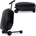 2-in-1 Ride-On Scooter Suitcase for Kids & Adults, 20” Foldable Hardshell Carry-On Luggage for Travel, Lightweight Kids Scooter Bag with Wheels